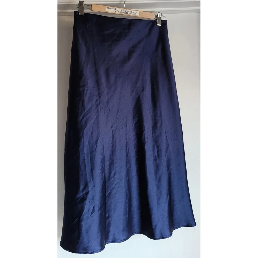 LK LUV Skirt Women S Navy Blue Solid Midi Straight Pencil Maxi Long Wrap